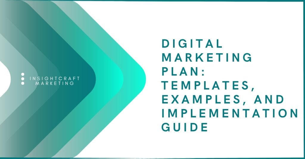 Digital marketing plan templates examples and implementation guide banner in green gradient by InsightCrafts Marketing UK